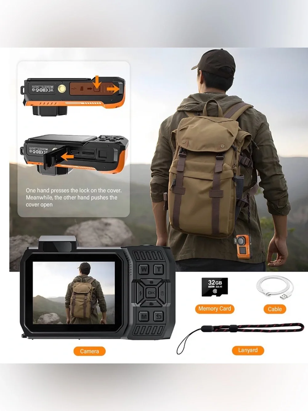 8K WiFi Waterproof Action Camera Underwater Camera Rugged WiFi 33FT